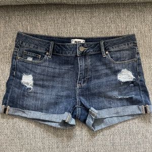 Paige Medium Wash Rolled Cuff Jean Short